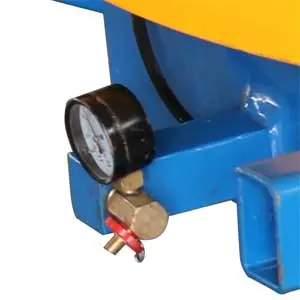 Close-up views of precision pressure gauge and regulating knob controls