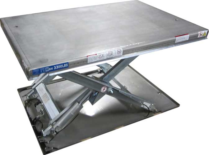 Stainless Steel Cold Galvanized Lift Tables, Guardian Low Profile Lift Table