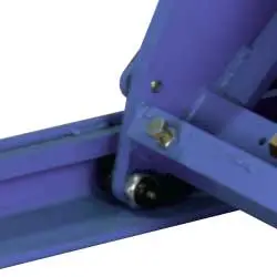 Quarter view showing hydraulic cylinder and base frame construction